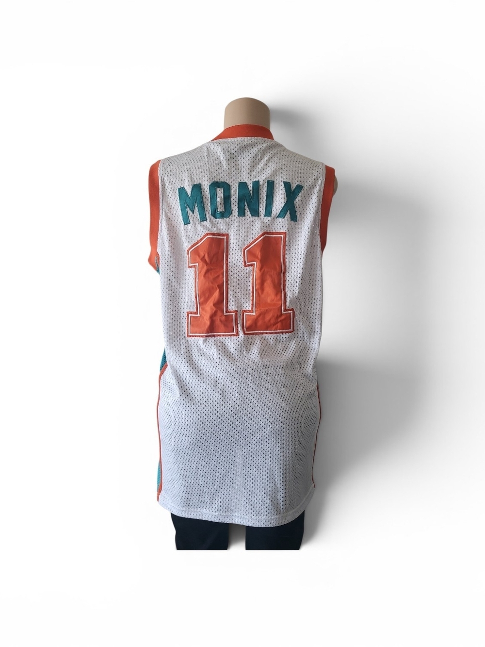 Flint Tropics Ed Monix Mesh Basketball Jersey - White/Teal/Orange - Picture 6 of 9